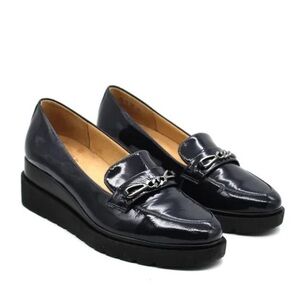 Naturalizer September Loafers with Chain Accent Navy Patent 10